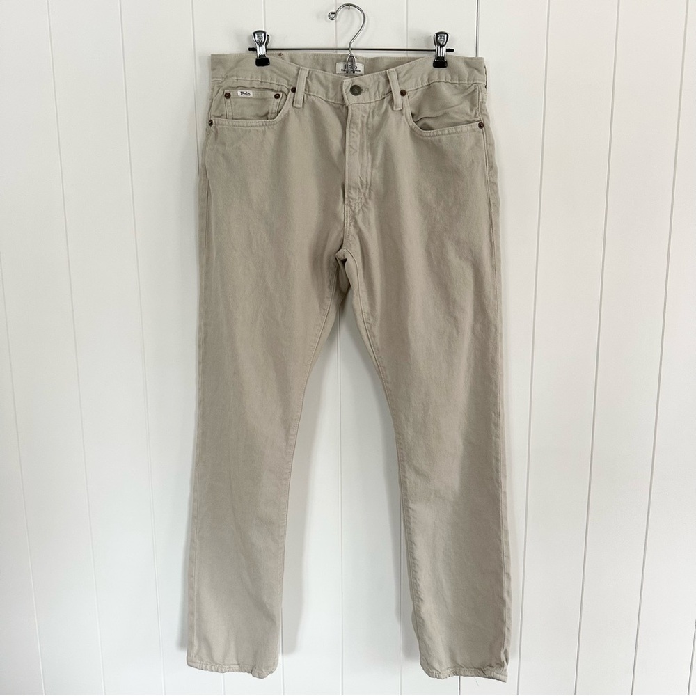 Polo by Ralph Lauren Men's Beige Varick Slim Straight Jeans